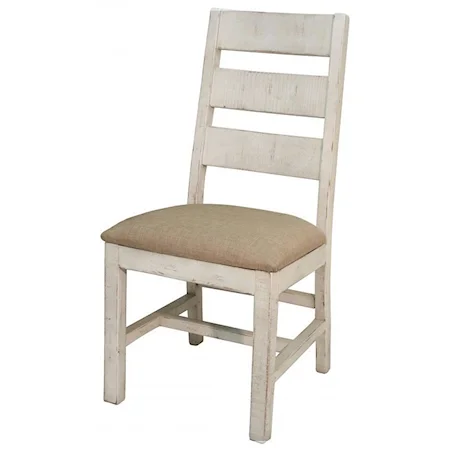 Slat Back Side Chair with Upholstered Seat